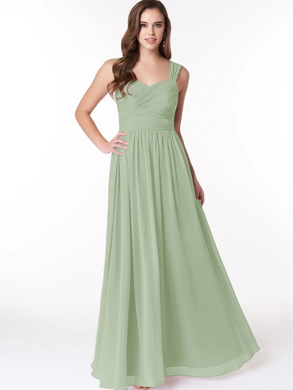 Azazie Zapheira Dress - Sage Green Chiffon Formal Dress